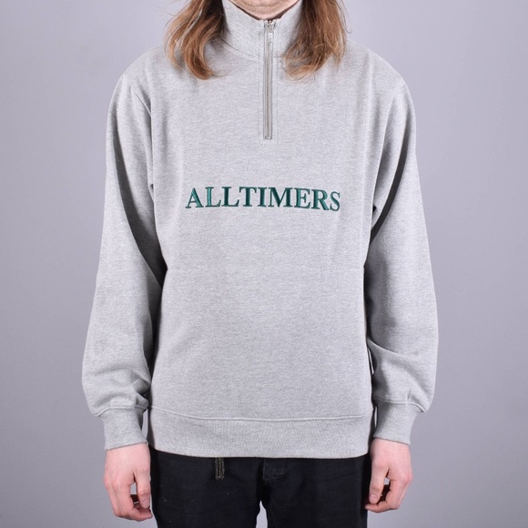 Alltimers Skateboards Grey Quarterzip with Hidden Sweatshirt Pocket - Picture 1 of 2
